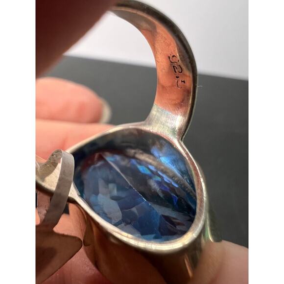 NEW Swiss Blue Topaz sterling silver ring size 7 / 11.79 grams - Picture 5 of 11